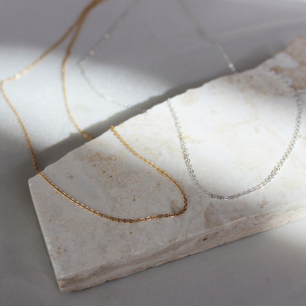 Shimmering Whisper Chain, Ultra Tiny Necklace, 14k Gold Filled or Sterling Silver Chain Necklace, Shimmering Chain, Dainty Chain Necklace