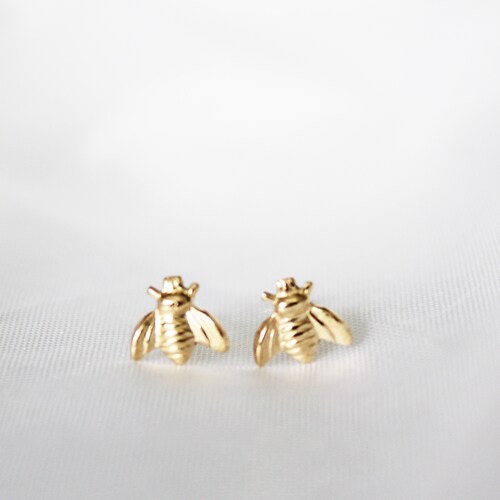 Bee Earrings, Bee Stud Earrings, Bumble Bee Earrings, Bee Jewelry, Bee Studs, Honey Bee Earrings, Gold Bee Earrings,