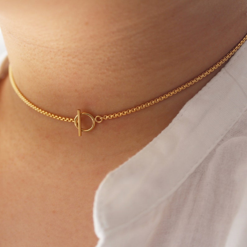 Gold Toggle Choker Gold Chain Choker Gold Filled Choker Etsy