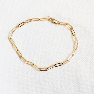 Gold Rectangle Bracelet - Dainty Gold Bracelet - Thick Rectangle Bracelet - Gold Filled Bracelet - Gold Layering Bracelet Everyday Bracelet