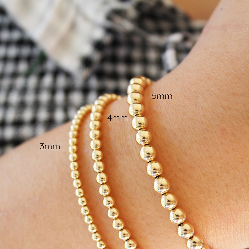 Gold Beaded Bracelet Dainty Gold Bracelet Gold Bead Etsy
