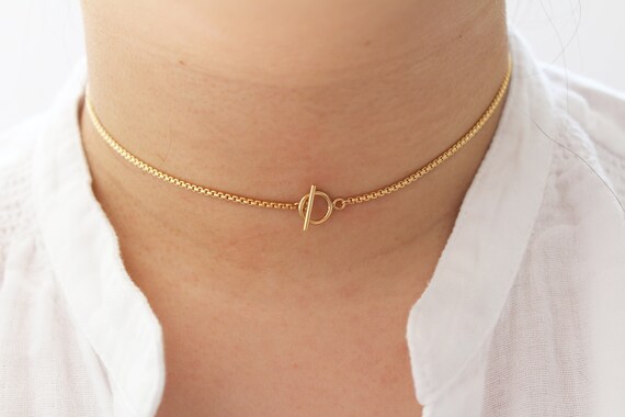Gold Toggle Choker Gold Chain Choker Gold Filled Choker Layering