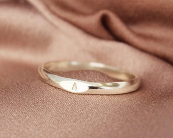 Initial Ring - Personalized Signet Ring, Tiny Signet Ring, Silver Signet Ring, Silver Stacking Ring, Custom Ring, Sterling SilverLetter Ring