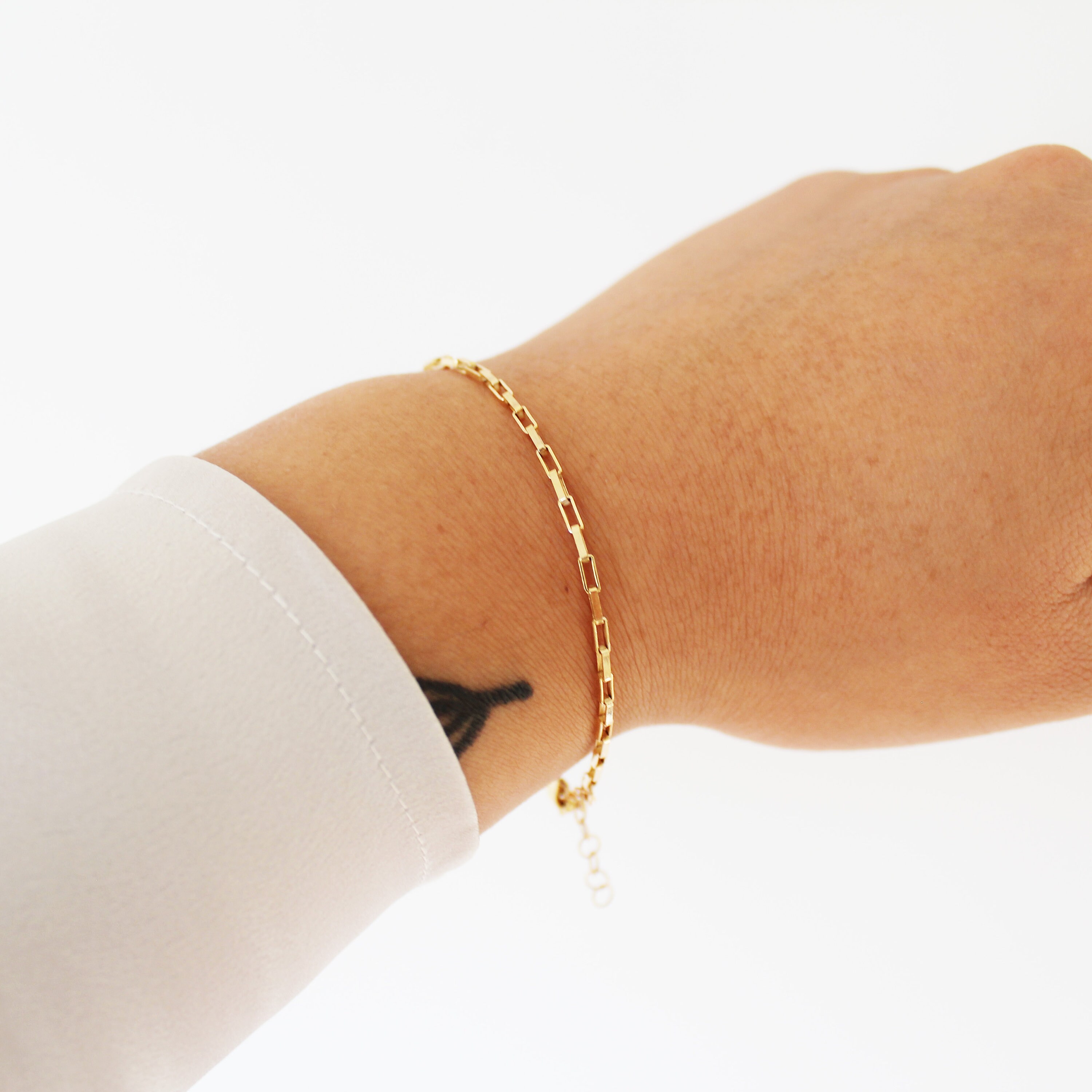 Long Box Chain Bracelet Dainty Gold Bracelet Everyday Gold - Etsy