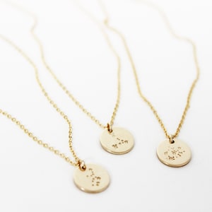 Gold Constellation Necklace, Zodiac Coin Necklace, Zodiac Jewelry, Gold Filled Necklace, Zodiac Sign Necklace, Star Sign Horoscope Astrology