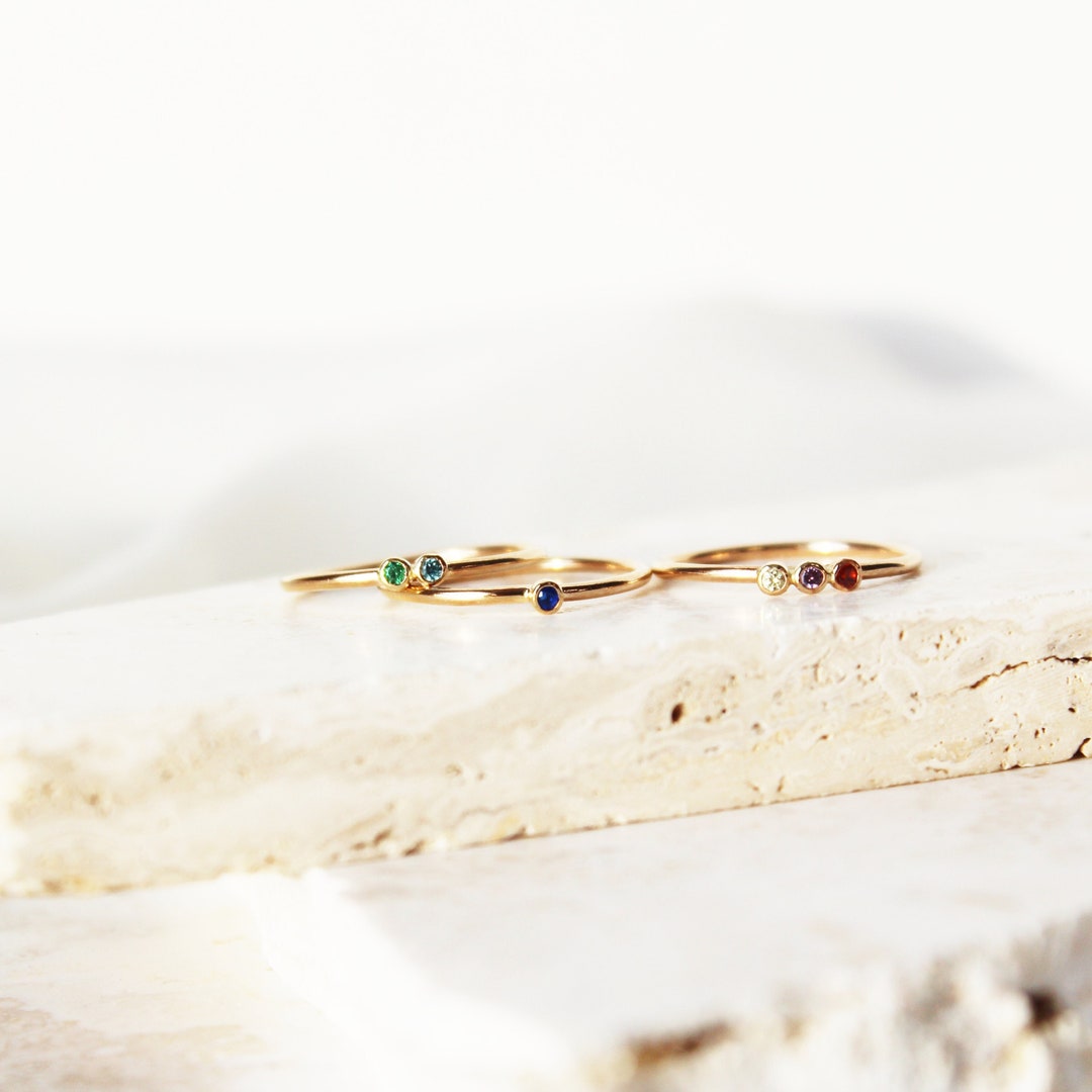 Multistone Birthstone Ring, Custom Family Birthstone, 1-8 Birthstone ...