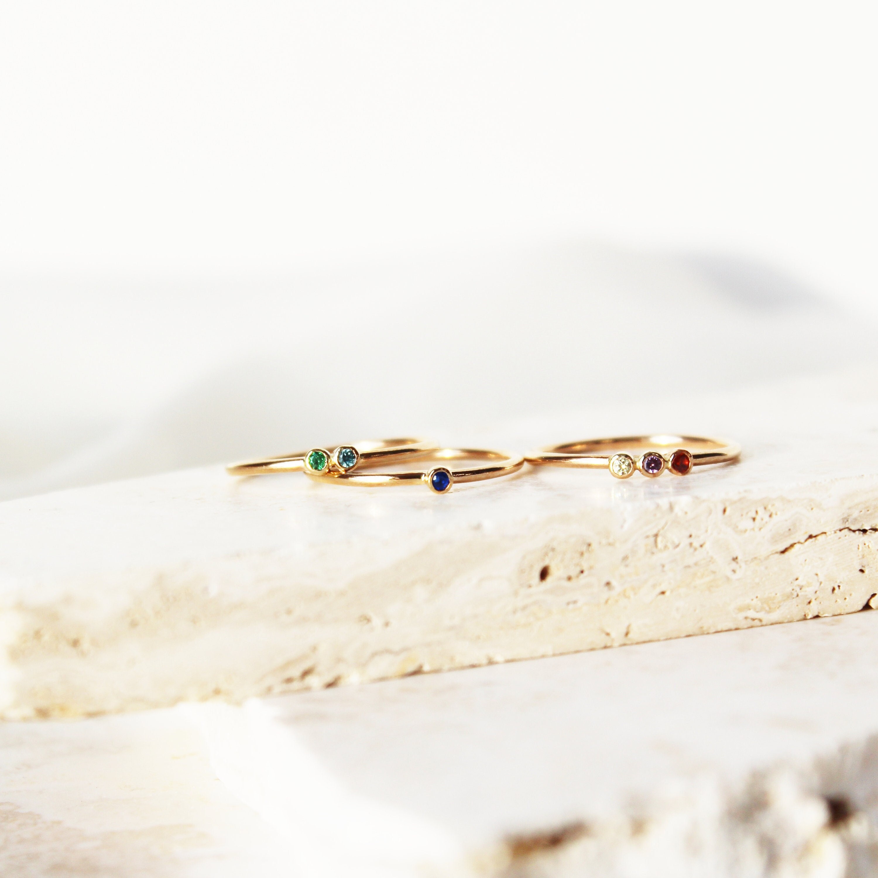 Multistone Birthstone Ring, Custom Family Birthstone, 1-8 Birthstone Ring, Gemstone Ring, Stacking Ring, Dainty Birthstone Ring, Rainbow