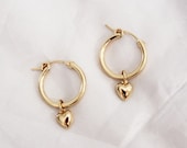 Tiny Heart Earrings - Gold Heart Hoops - Gold Filled Earrings - Gold Hoop Earrings - Gold Hoops - Small Hoop Earrings - Charm Earrings