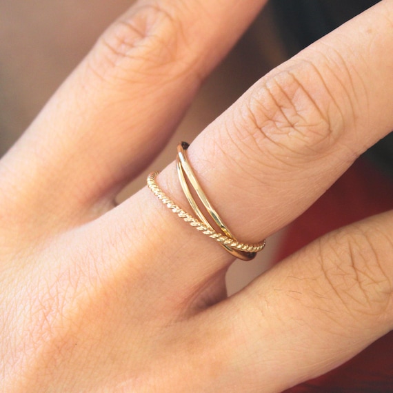 Fidget Ring, Anxiety Ring, Worry Ring, Meditation Ring, Interlocking Ring, Rolling Stack, Stackable Ring, Anxiety Jewelry Gift, Spinner Ring