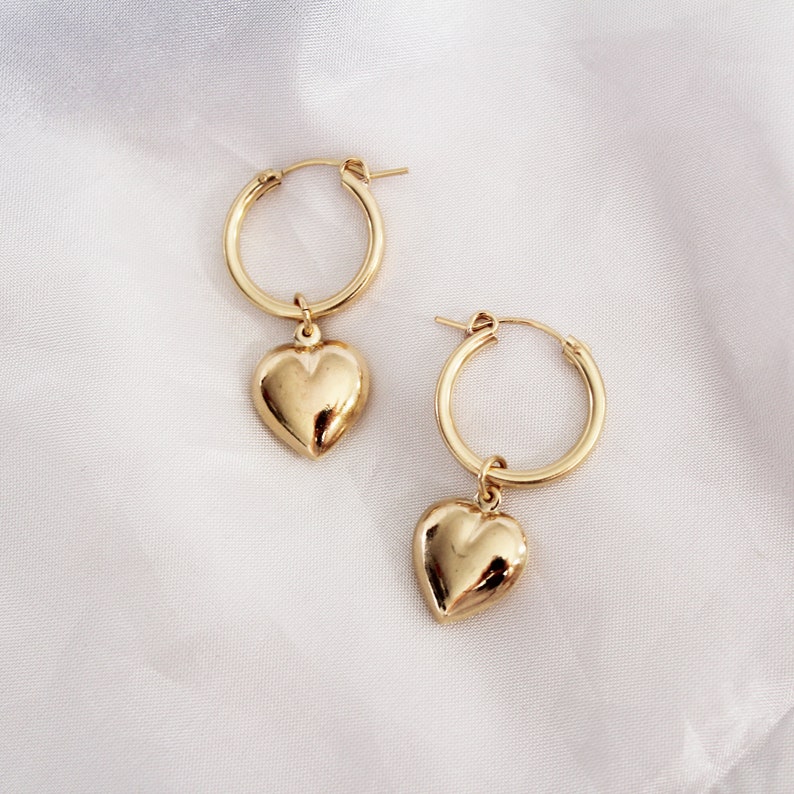 Heart Hoop Earrings Hoop Earrings with Charm Hoop Earrings Etsy