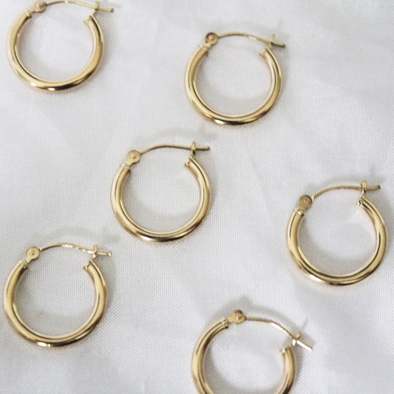 14k Solid Gold Hoops Tiny Hoop Earrings Yellow Hoop - Etsy