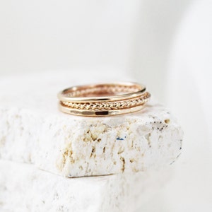 Gold Thin Ring Set, Gold Set Ring Gift, Stacking Dainty Ring, Bridal Ring Set, Gold Filled Ring Set, Tiny Stack Ring, Minimalistic Ring Set image 8