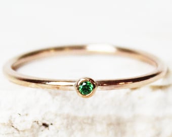 May Birthstone Ring, Emerald Birthstone Ring, May Green Gemstone Ring, Stackable Ring, Stacked Gemstone Ring, Tiny May Ring, Custom Stone