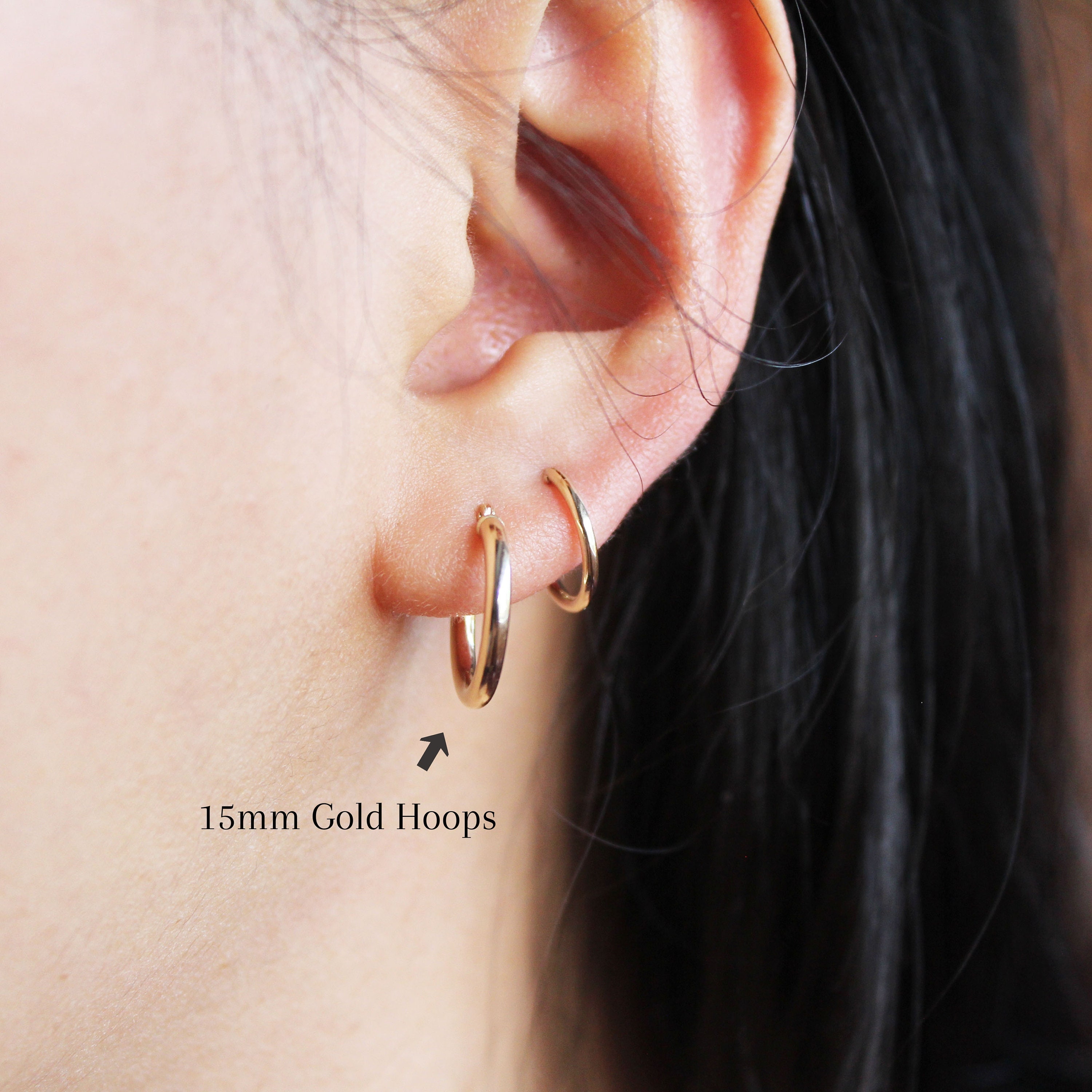 14k Solid Gold Hoops Tiny Hoop Earrings Yellow Hoop Etsy
