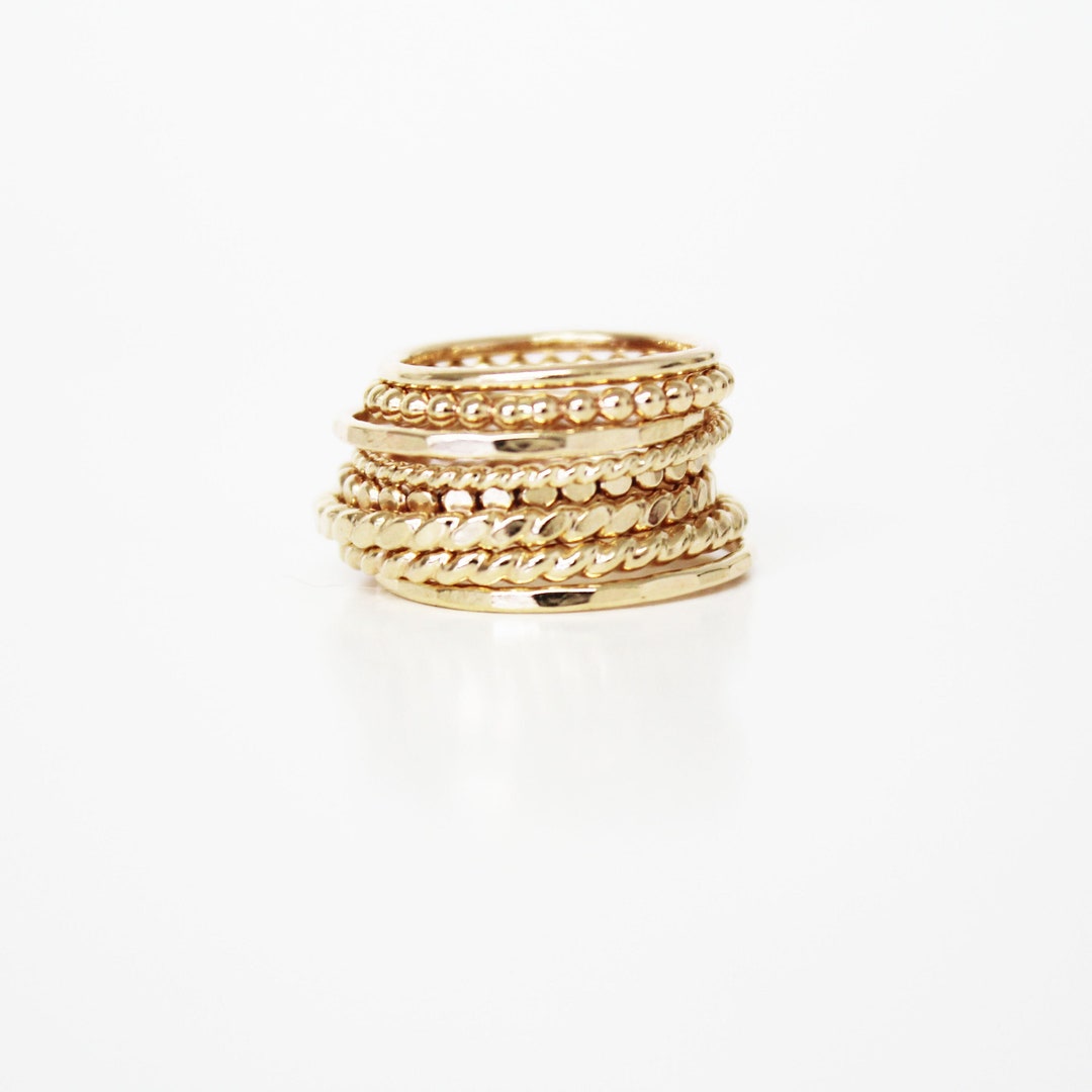 14k Gold Filled Stacking Rings, Thin Dainty Ring, Stackable Delicate Ring Set, 14k Gold Ring, Simple Thin Ring Set for Woman... 