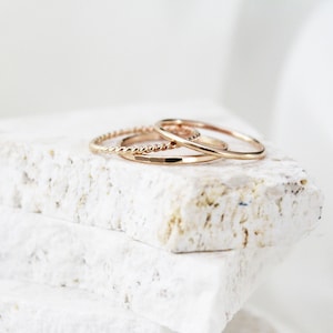 Gold Thin Ring Set, Gold Set Ring Gift, Stacking Dainty Ring, Bridal Ring Set, Gold Filled Ring Set, Tiny Stack Ring, Minimalistic Ring Set image 6