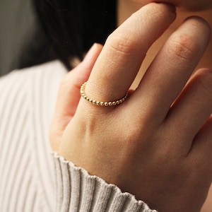 Gold Bead Ring Gold Stacking Ring Gold Filled Ring Thin Gold Ring 14k Gold Ring Simple Gold Ring Dainty Gold Ring Gold Ball Ring image 4