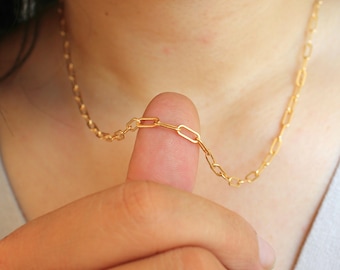 Gold Paperclip Necklace, Link Chain Necklace, Clip Chain Necklace, Paper Clip Necklace, Gold Dainty Necklace, Gold Filled Necklace