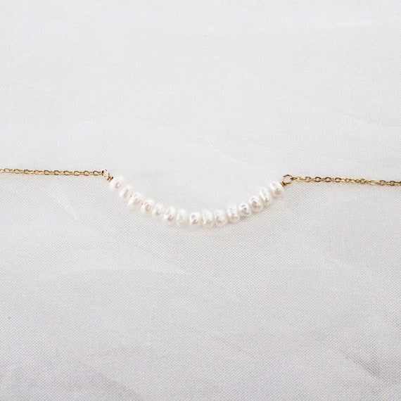 Delicate Pearl Necklace - Gold