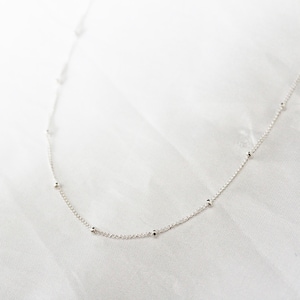 Silver Beaded Necklace - Satellite Chain Necklace -  Sterling Silver Necklace - Silver Dainty Necklace - Satellite Necklace - Layered Bead