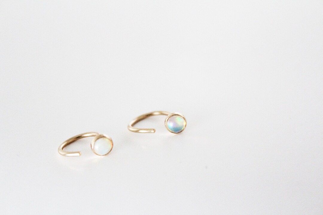 Conch Hoop, Conch Earring, Opal Hoop Earrings, Conch Piercing, Gold