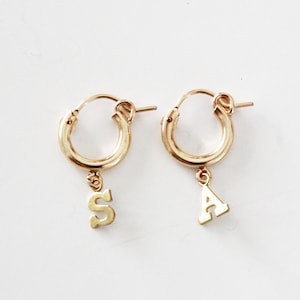 Personalized Hoop Earrings, Custom Initial Hoops, , Custom Jewelry, Tiny Letter Earrings, Personalized Jewelry, Gift for Girlfriend Wife