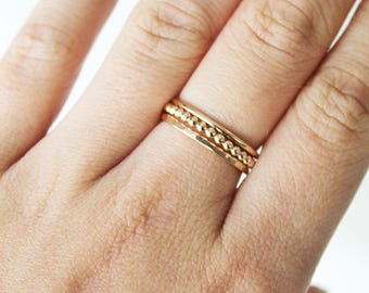 Gold Ring Set, Gold Stacking Ring, 14k Gold Filled Ring, Thin Gold Ring, Stackable Ring - Simple Gold Ring, Dainty Gold Ring, Tiny Ring Set