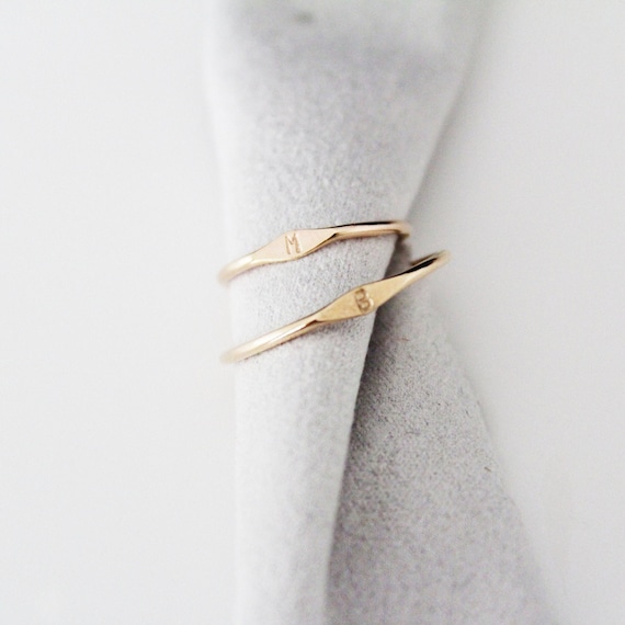 Tiny Initial Ring Gold Fill or Sterling Silver Personalizable