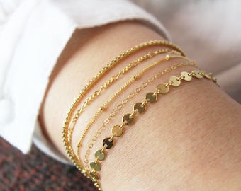 Verguld armbandje - Gouden laagjesarmbandjes - Fijne schakelarmband - Cadeau voor bruidsmeisjes - Gouden schakelarmband - Gouden armband