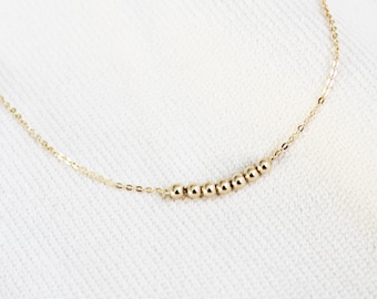 Gold Beaded Necklace - Tiny Bead Necklace -  Gold Filled Necklace - Dainty Bead Necklace -  Gold Beaded Choker - Dainty Gold Necklace