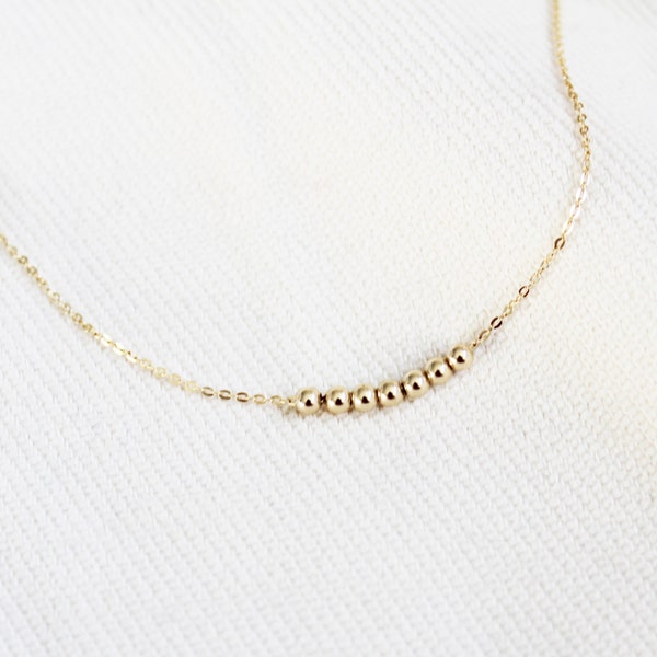 Gold Beaded Necklace - Tiny Bead Necklace -  Gold Filled Necklace - Dainty Bead Necklace -  Gold Beaded Choker - Dainty Gold Necklace