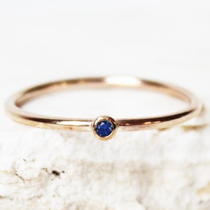 September Birthstone Ring, Sapphire Birthstone Ring, Blue Gemstone Ring, Stackable Ring, Stacked Gemstone Ring, Tiny Custom Stone Ring