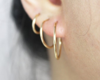 Tiny Endless Hoops, Gold Hoop Earrings, Gold Filled Hoops Earrings, 14k Gold Hoops, Gold Filled Earrings, Thin Gold Hoops 14k Gold Earrings