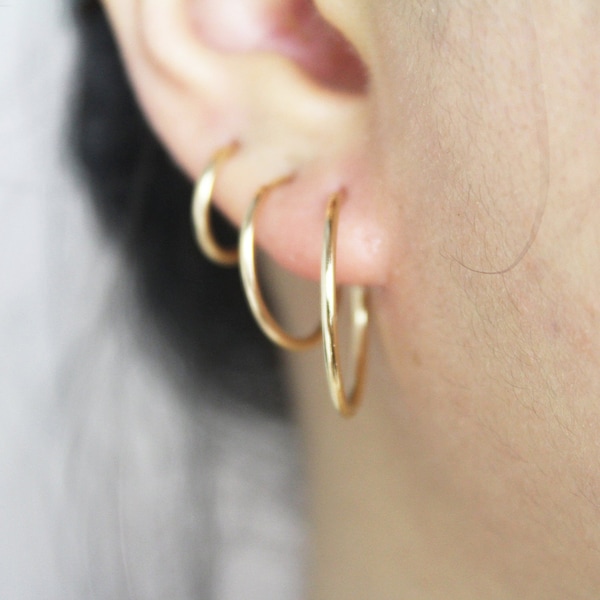 Tiny Endless Hoops, Gold Hoop Earrings, Gold Filled Hoops Earrings, 14k Gold Hoops, Gold Filled Earrings, Thin Gold Hoops 14k Gold Earrings