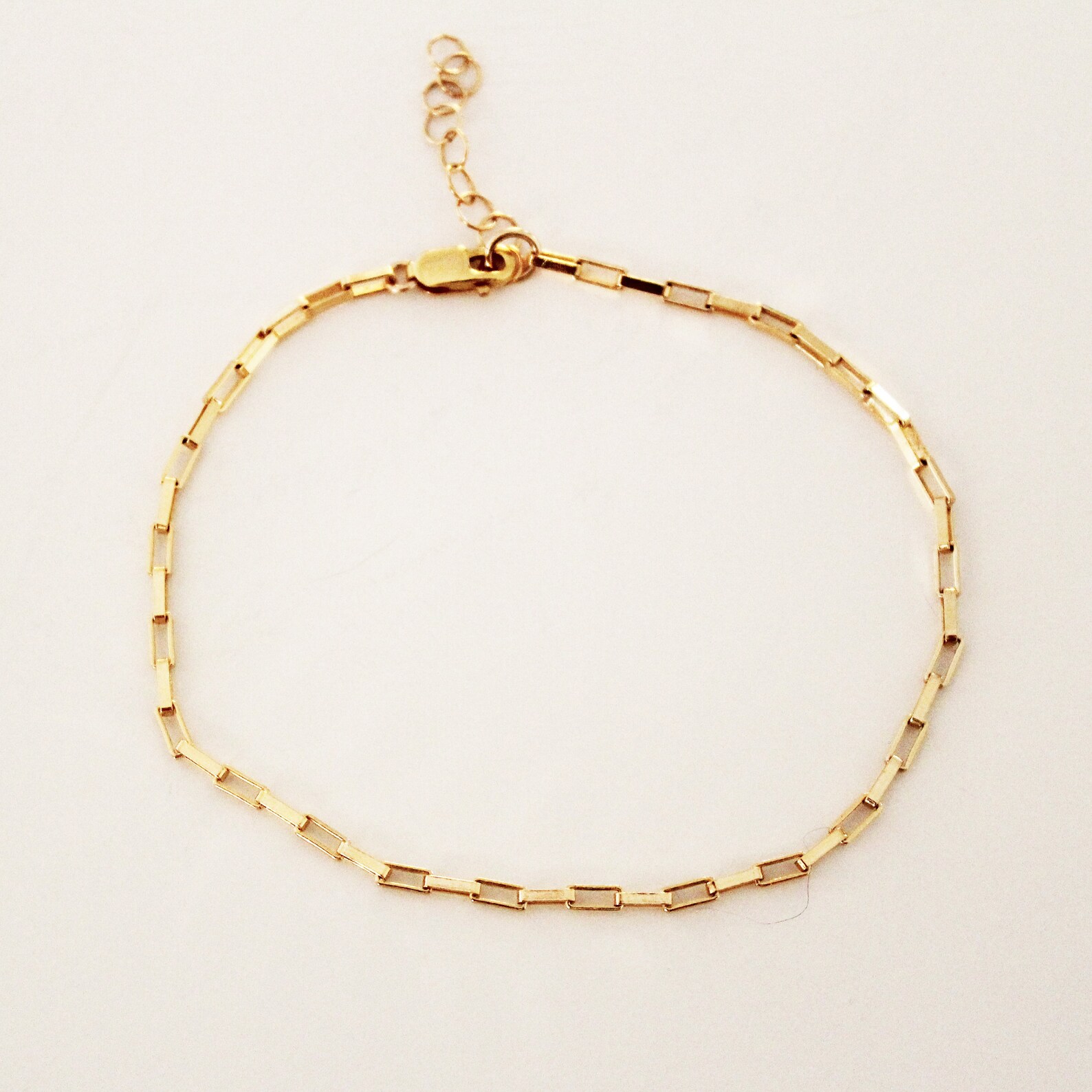 Long Box Chain Bracelet Dainty Gold Bracelet Everyday Gold - Etsy
