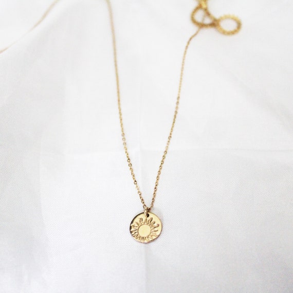 Sun Pendant Necklace 14K Gold Necklace 