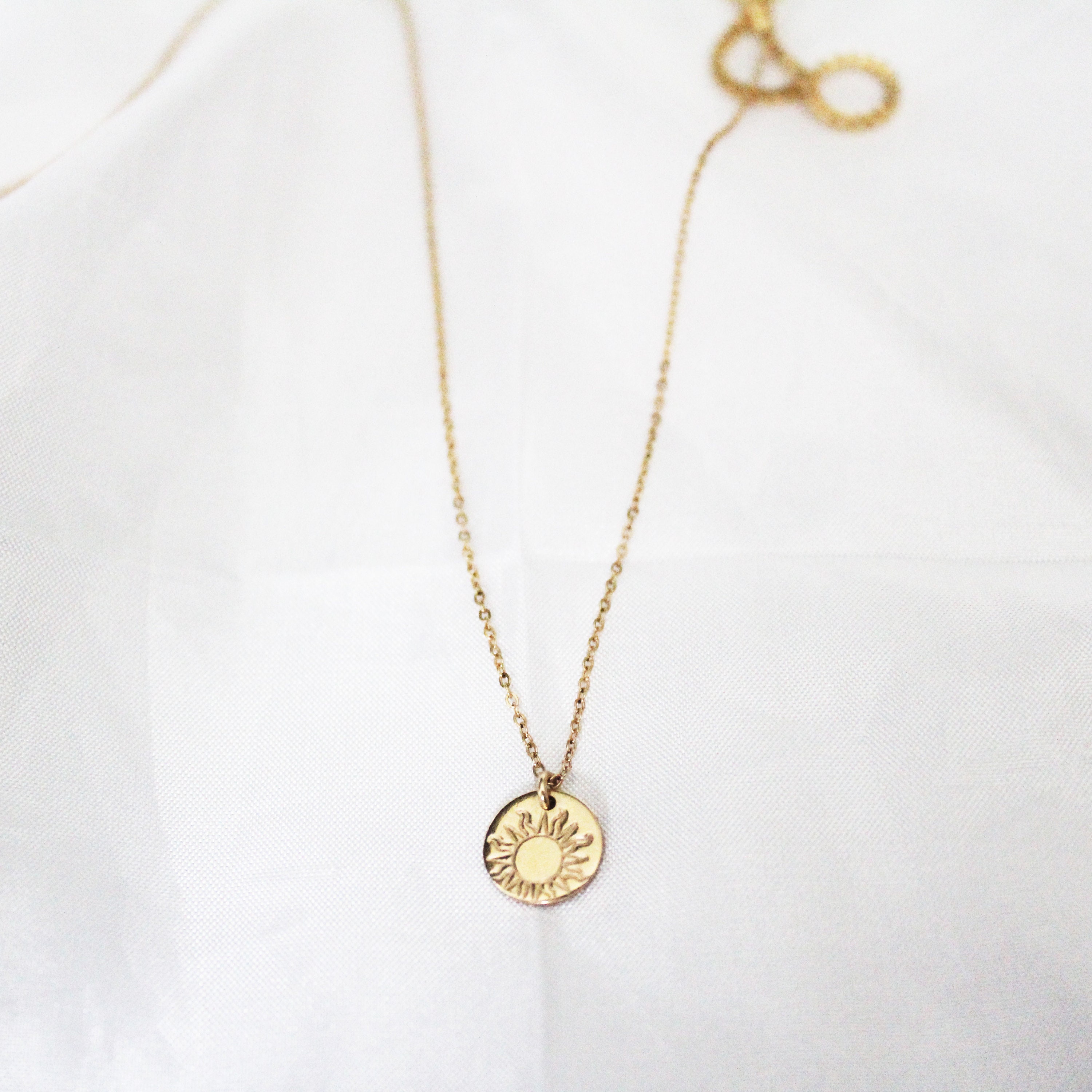 Sun Pendant Necklace 14K Gold Necklace 