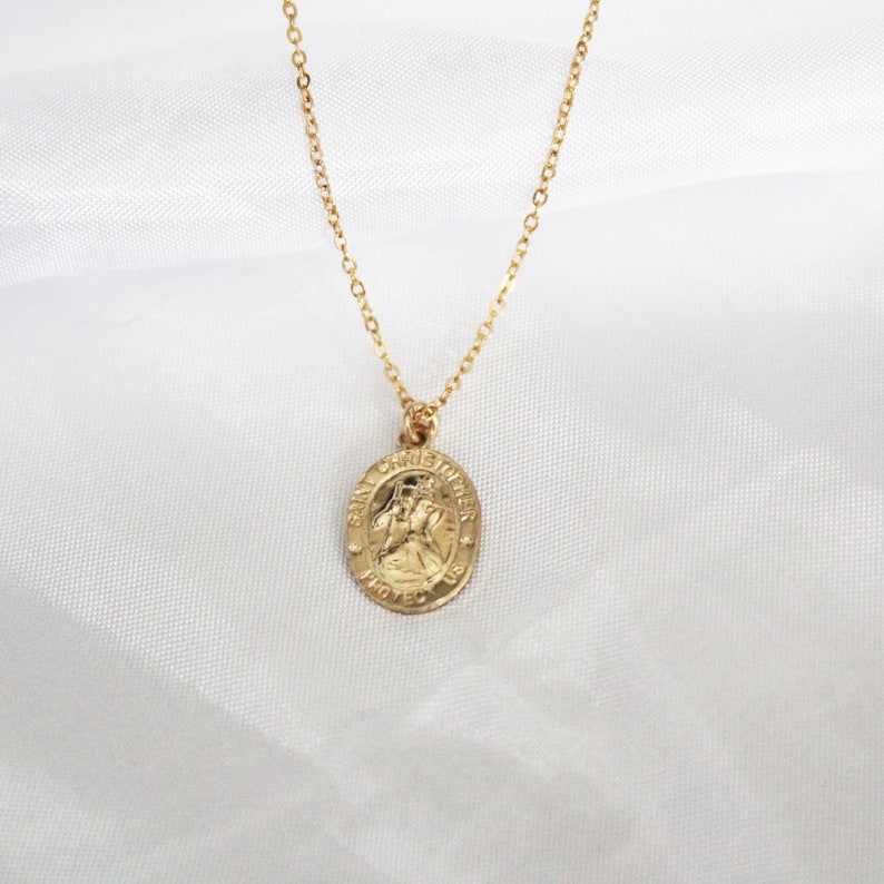 Saint Christopher Necklace 14K Gold Necklace Gold - Etsy Canada