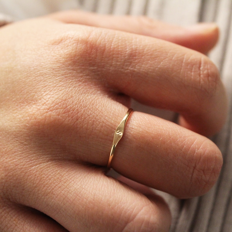 Tiny Initial Ring Pinky Ring for Woman Gold Ring image 4
