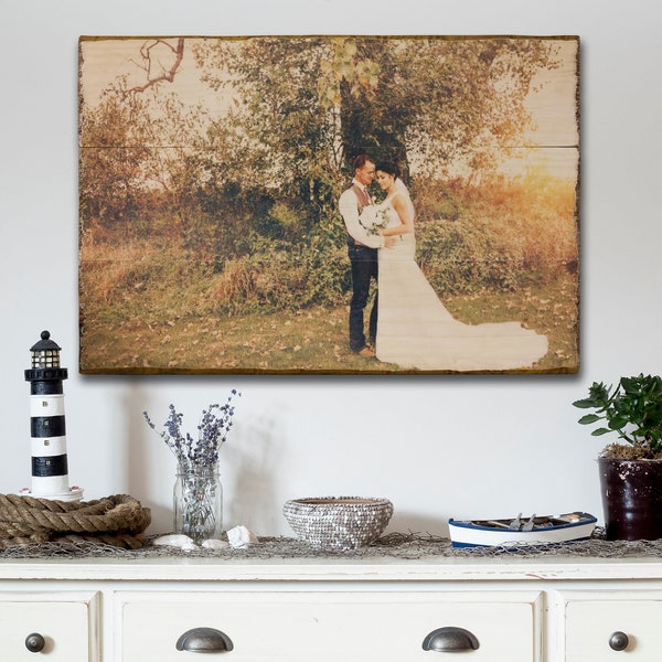 Photo on Wood, Mothers Day Gift, Custom Portrait for Him, Wood Photo Print, Wedding Gift, Gifts for Grandma, Rustic Home decor, Anniversary