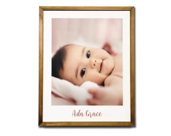 Framed Baby Photo Print on Wood, Grandma Gift, New Parents Gift, Gift for Grandma, Grandma Christmas Gift, Great Grandma Gift, Xmas Gift