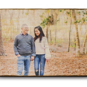 Rustic Photo on Wood can be Personalized for Wedding Picture Gifts, Wood Anniversary Gift, Rustic Home Decor, or Wall Art
