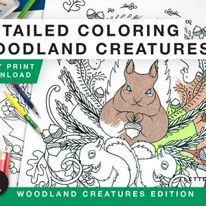 Printable Coloring Book for Grownups - Woodland Creatures Edition