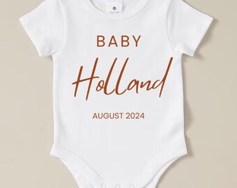 Personalised Baby Onesie, Custom with Baby Last Name, Announcement, Newborn