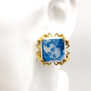 Sicilian earrings, baroque earrings, tile earrings, ceramic earrings, ex voto earrings, Maria earrings. READY TO SHIP