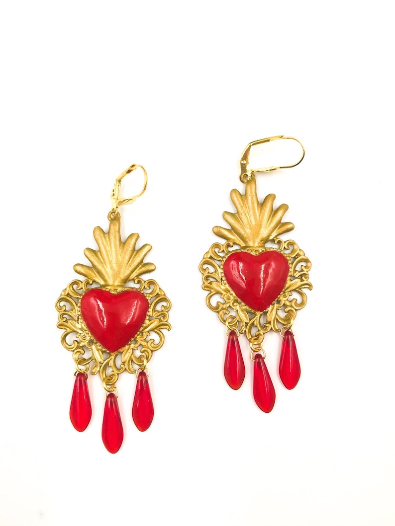 Sacred Heart Earrings Baroque Earrings Exvote Earrings Etsy