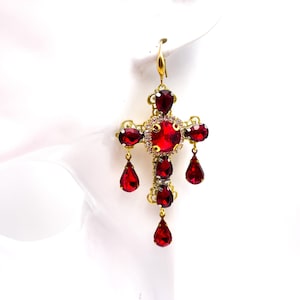 Baroque cross earrings, baroque cross earrings, sicilian cross earrings. READY TO SHIP