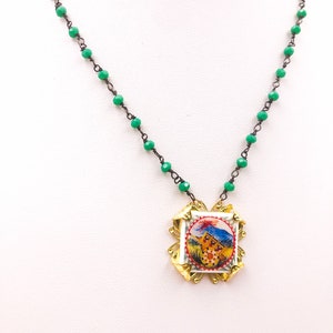 Choker z kafelków, naszyjnik sycylijski, minimalistyczny naszyjnik z kafelków, naszyjnik z kafelkami i sycylijski wózek. GOTOWE DO WYSYŁKI