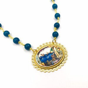 Tour de cou en tuiles, collier sicilien, collier en pierres semi-précieuses et carreaux, tour de cou en pierres semi-précieuses et pendentif en majolique. SUR COMMANDE