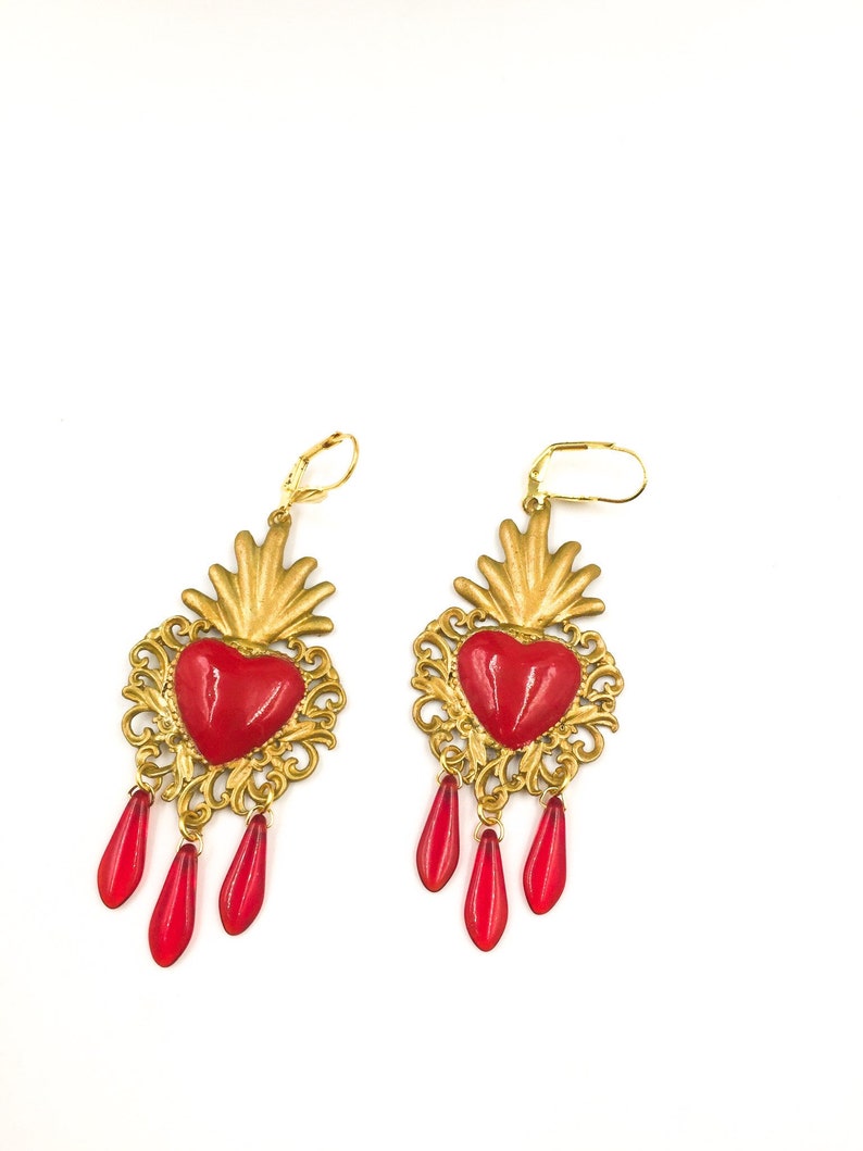 Sacred Heart earrings baroque earrings Ex-Vote earrings | Etsy